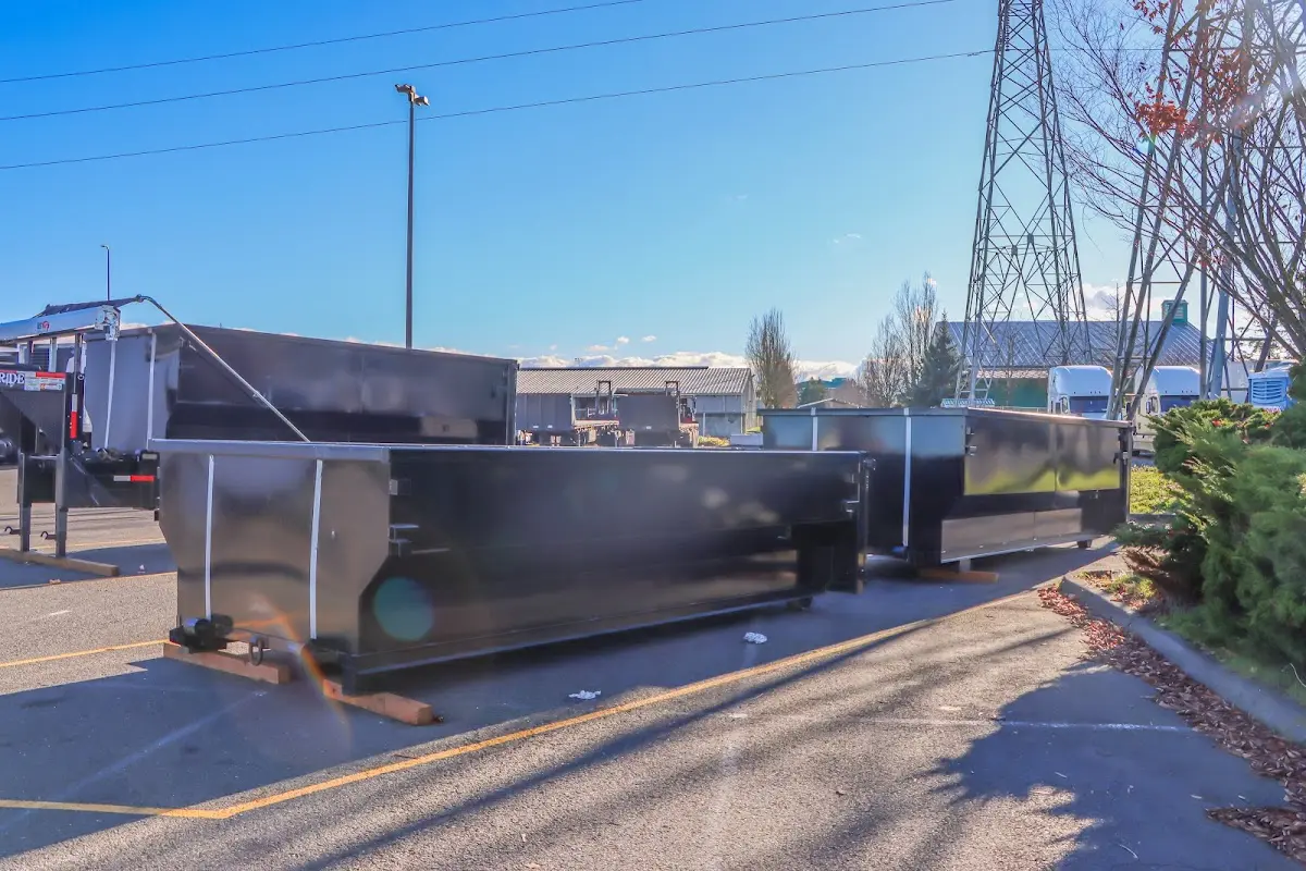 Roll-off dumpster ready for waste disposal at job site for Concrete Dumpster Rental in Martinsburg